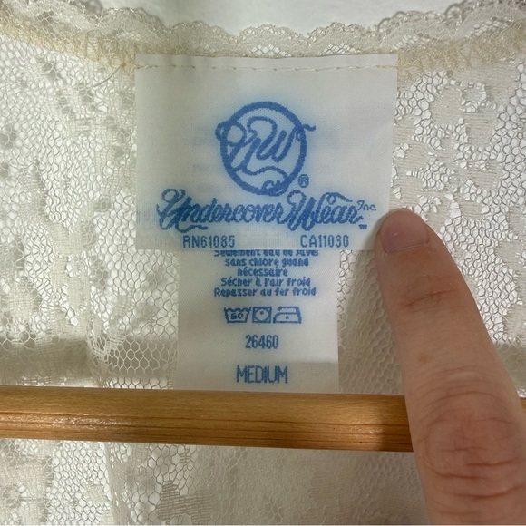 Vintage Undercover Wear Lace Sheer Open Robe Coquette Feminine Long Sleeve - Picture 7 of 7